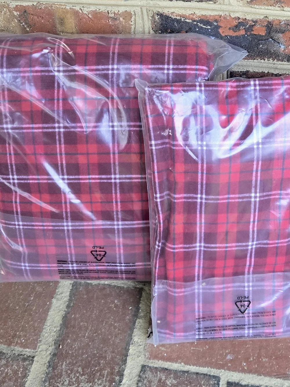 Garnet Hill Red Plaid Flannel Queen Sheet Set
